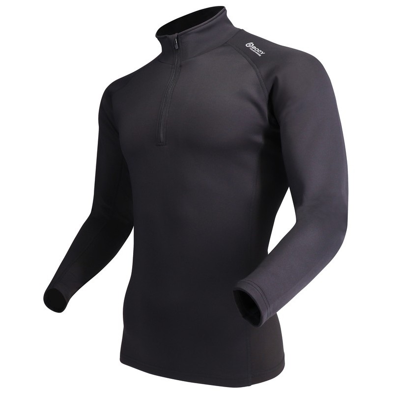 おたふく手袋 2117846 ハーフジップハイネックシャツ BK Lサイズ JW-187 1個（ご注文単位1個）【直送品】