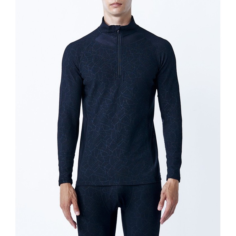 おたふく手袋 2117835 ハーフジップハイネックシャツ ジオBK LLサイズ JW-249 1個（ご注文単位1個）【直送品】