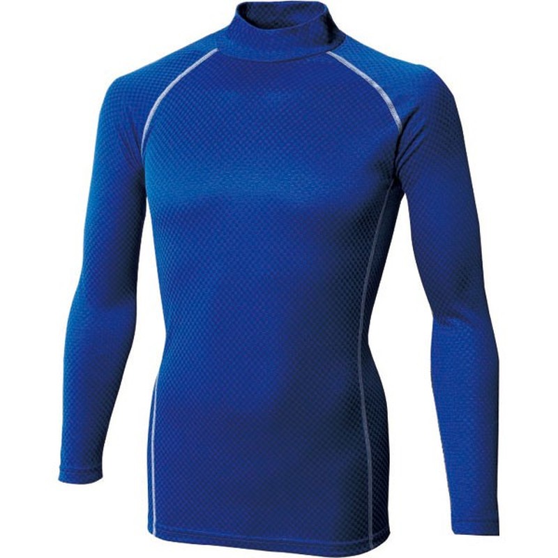 おたふく手袋 2112138 JW-172BTチェックハイネックシャツBL L 1個(ご注文単位1個)【直送品】