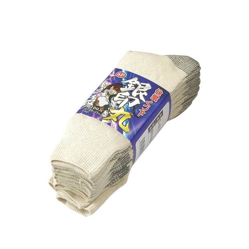 おたふく手袋 211595 銀印 キナリ タビ型 6足組 S-401 1個（ご注文単位1個）【直送品】