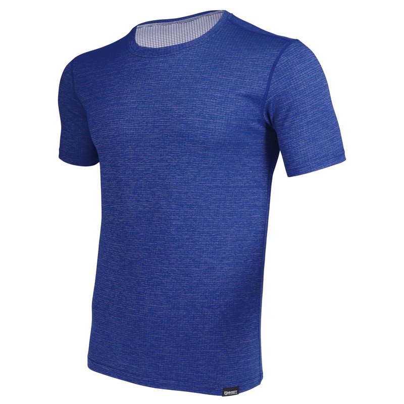 おたふく手袋 2116485 ショートスリーブクルーネックシャツ ヘザーBL L JW-608 1個(ご注文単位1個)【直送品】