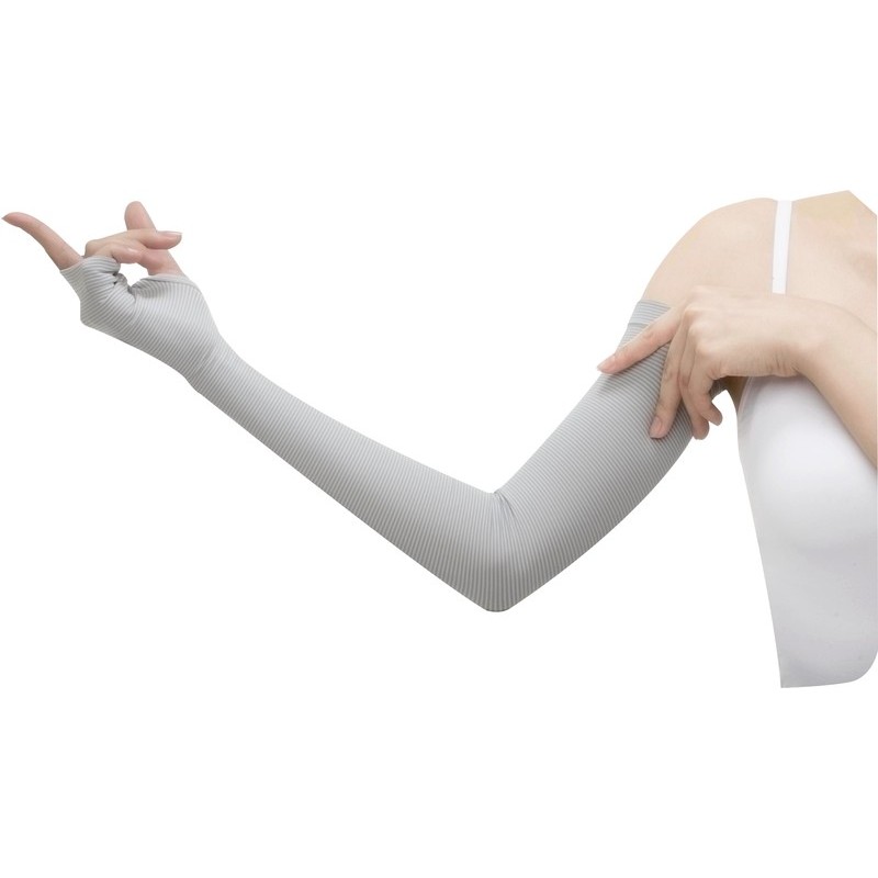 おたふく手袋 2112786 フィットスタイル 指なし ボーダー柄 ロング UV-2743 1個(ご注文単位1個)【直送品】