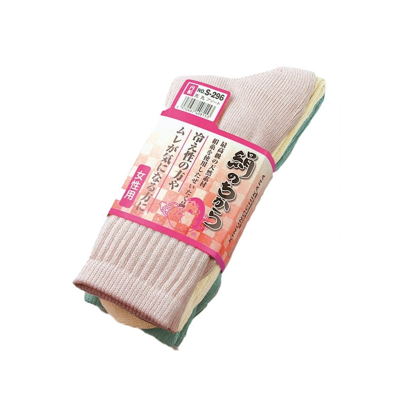 おたふく手袋 2112154 絹のちから 婦人 カラー 先丸 3足組 S-296 1個（ご注文単位1個）【直送品】