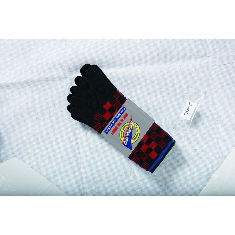おたふく手袋 2112265 ブロックチェック 3足組カラー・5本指 S-442 1個（ご注文単位1個）【直送品】