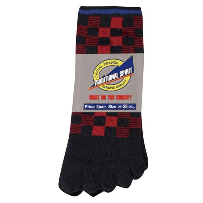 おたふく手袋 2112265 ブロックチェック 3足組カラー・5本指 S-442 1個(ご注文単位1個)【直送品】