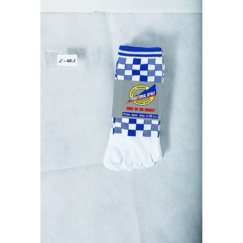 おたふく手袋 2112266 ブロックチェック 3足組ホワイト・5本指 S-443 1個（ご注文単位1個）【直送品】