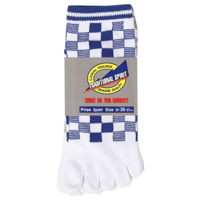 おたふく手袋 2112266 ブロックチェック 3足組ホワイト・5本指 S-443 1個(ご注文単位1個)【直送品】