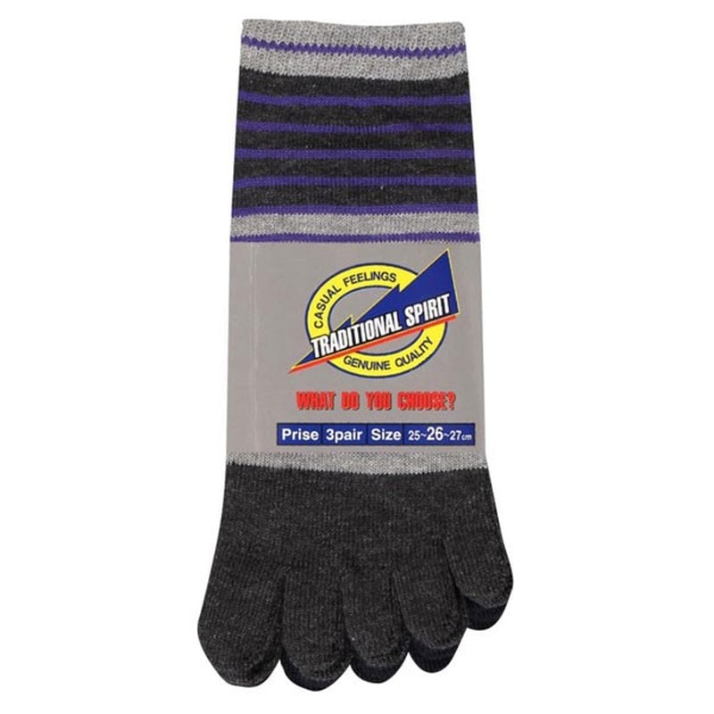 おたふく手袋 2112268 マリンボーダー 3足組カラー・5本指 S-445 1個（ご注文単位1個）【直送品】