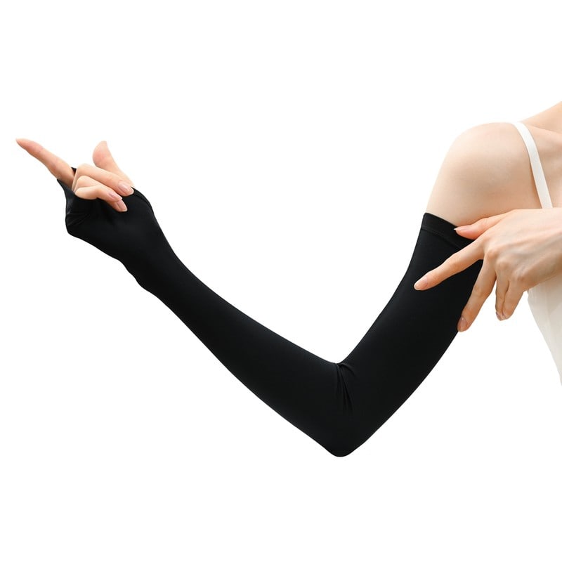 おたふく手袋 2117462 フィットスタイル 指なしロング手袋 ブラック UV-3741 1個(ご注文単位1個)【直送品】