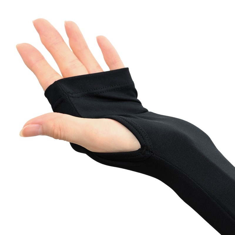 おたふく手袋 2117462 フィットスタイル 指なしロング手袋 ブラック UV-3741 1個(ご注文単位1個)【直送品】