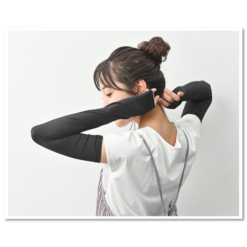 おたふく手袋 2117462 フィットスタイル 指なしロング手袋 ブラック UV-3741 1個(ご注文単位1個)【直送品】