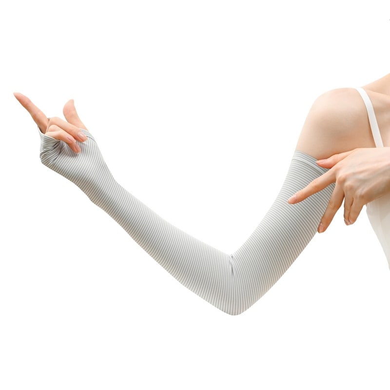 おたふく手袋 2117463 フィットスタイル 指なしボーダー柄ロング手袋 UV-3743 1個(ご注文単位1個)【直送品】