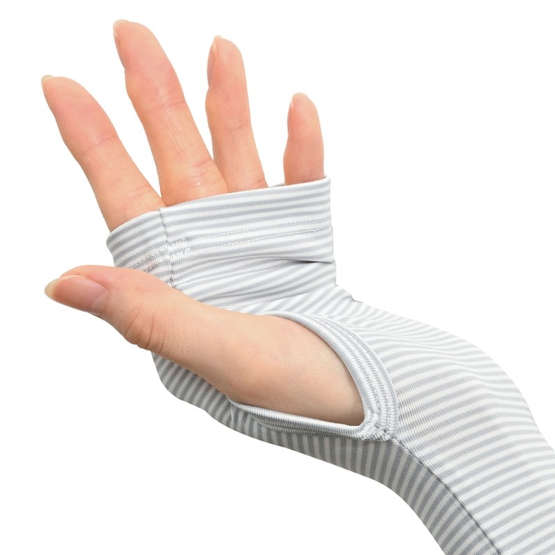 おたふく手袋 2117463 フィットスタイル 指なしボーダー柄ロング手袋 UV-3743 1個(ご注文単位1個)【直送品】