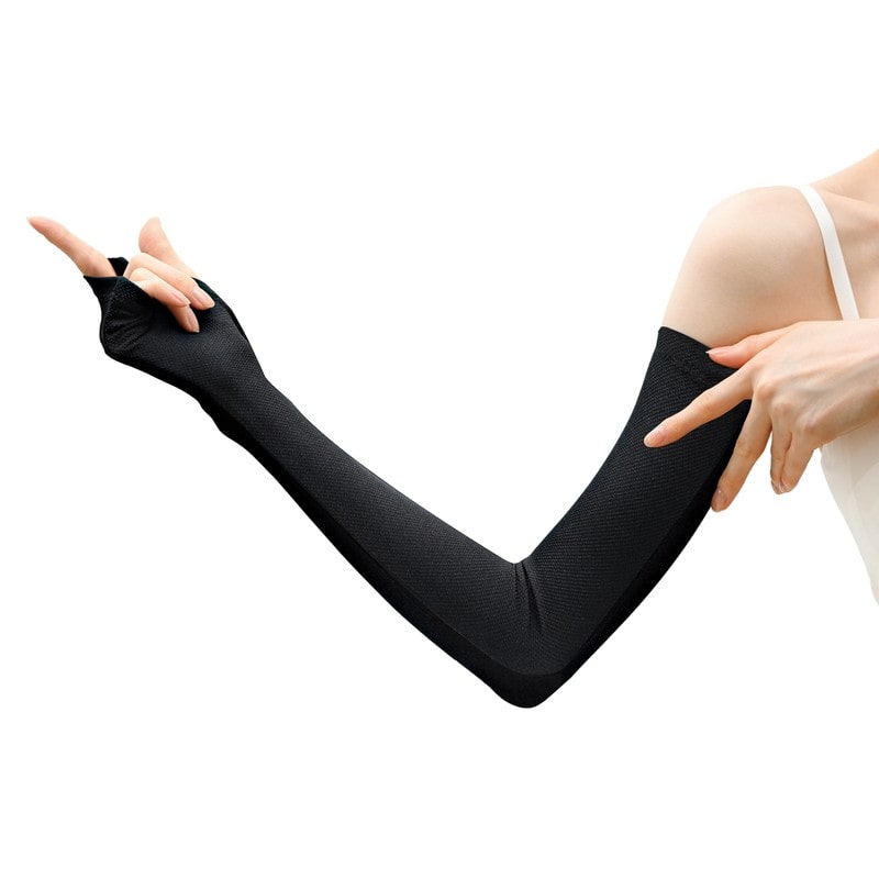 おたふく手袋 2117464 フィットスタイル 指なしメッシュロング手袋 BK UV-3751 1個(ご注文単位1個)【直送品】