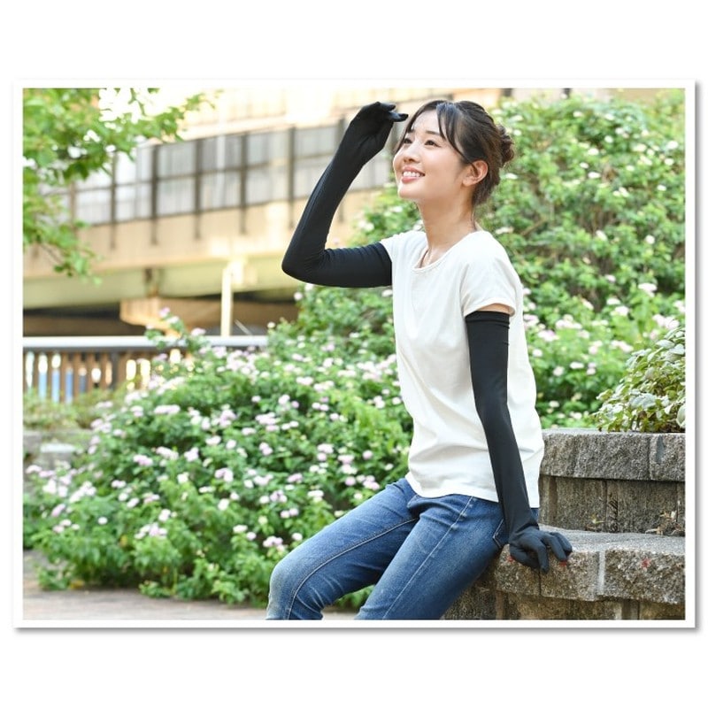 おたふく手袋 2117461 フィットスタイル ノーマルロング手袋 ブラック UV-3711 1個(ご注文単位1個)【直送品】