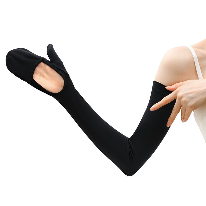 おたふく手袋 2117465 フィットスタイル 指先カバーロング手袋 ブラック UV-3791 1個(ご注文単位1個)【直送品】