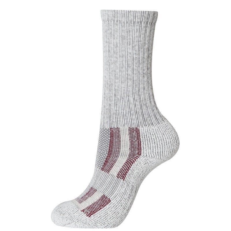 おたふく手袋 2115427 S-859 Sソックスクルー先丸2P L灰×赤 L 1個（ご注文単位1個）【直送品】