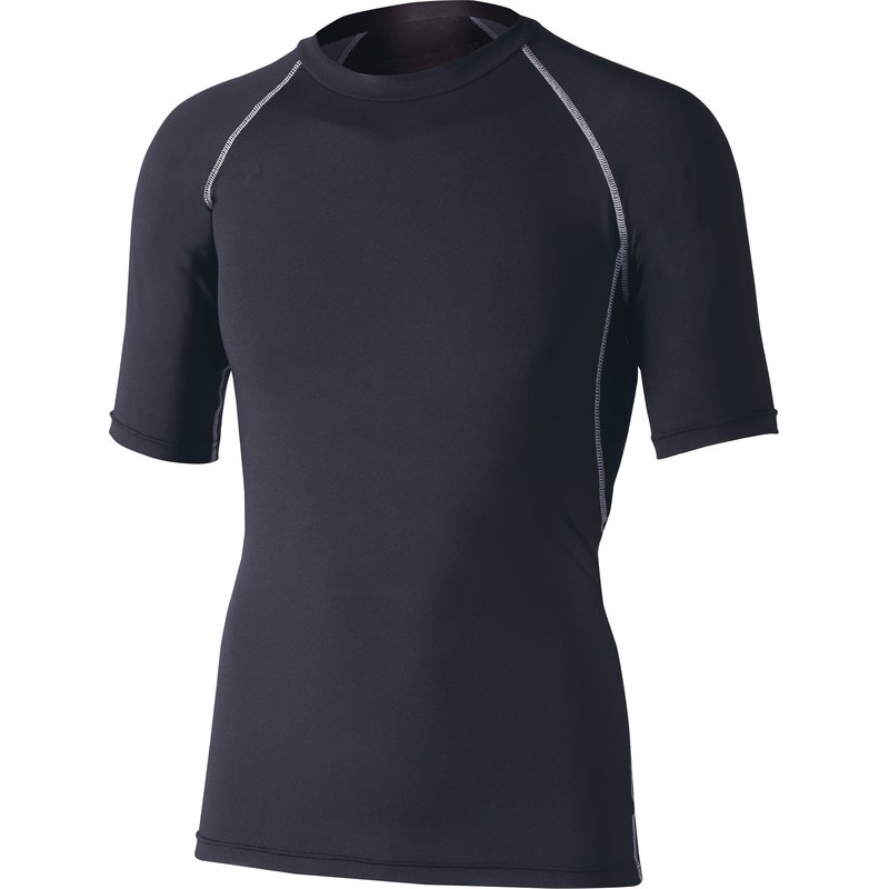 おたふく手袋 2112248 パワーストレッチ 半袖クルーネックシャツ 3L ブラック JW-628 1個（ご注文単位1個）【直送品】