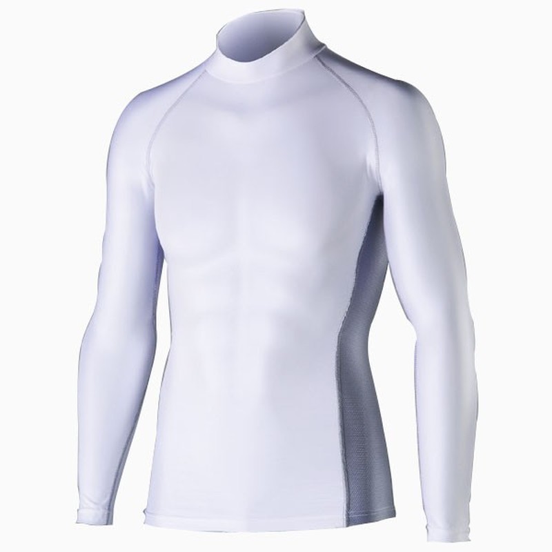 おたふく手袋 2111205 パワーストレッチ 長袖ハイネック L 白 JW-625 1個（ご注文単位1個）【直送品】