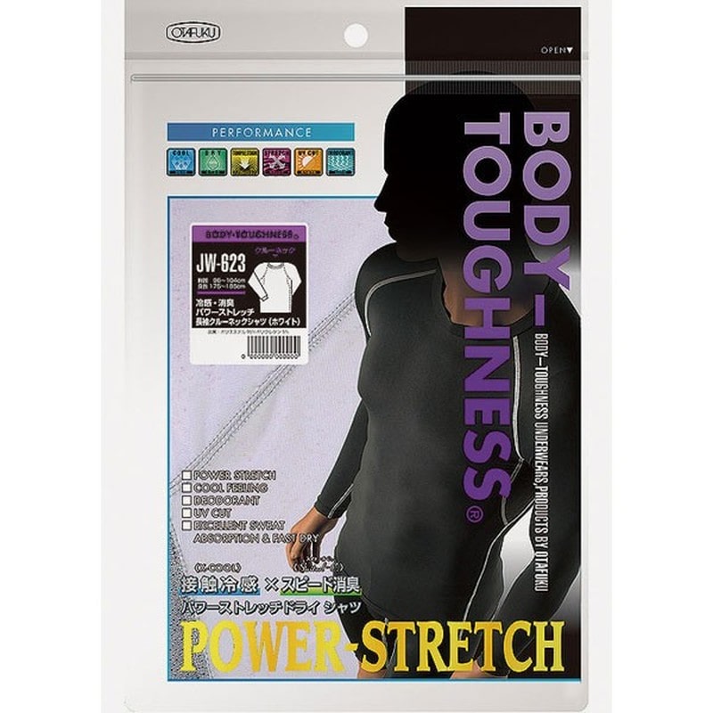 おたふく手袋 2111418 パワーストレッチ 長袖クルーネック M 白 JW-623 1個(ご注文単位1個)【直送品】