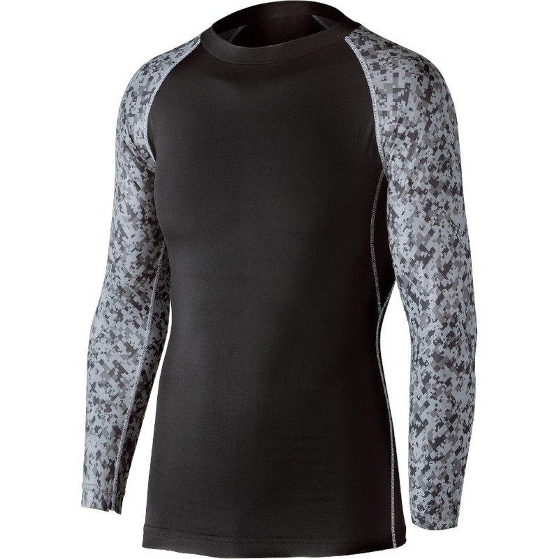 おたふく手袋 2111602 パワーストレッチ 長袖クルーネック 3L ブラック迷彩 JW-623 1個（ご注文単位1個）【直送品】