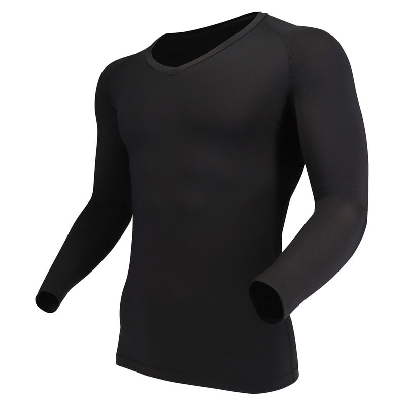 おたふく手袋 2117437 ロングスリーブ Vネックシャツ BK 3L JW-639 1個(ご注文単位1個)【直送品】