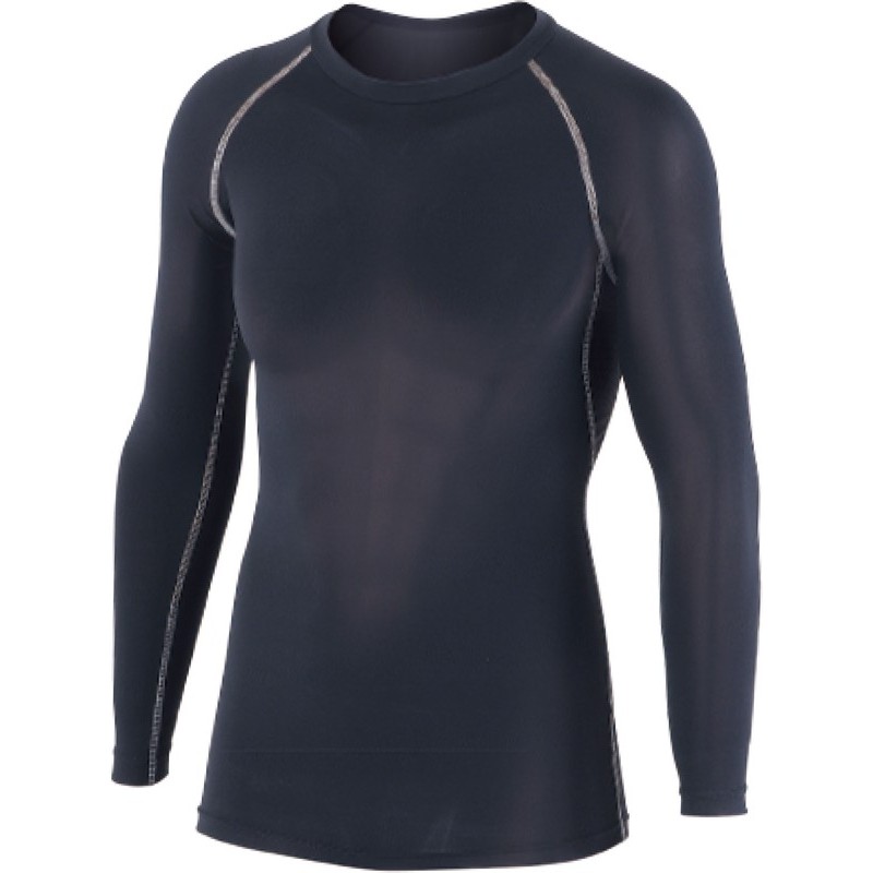 おたふく手袋 2111184 パワーストレッチ 長袖クルーネック LL ブラック JW-623 1個（ご注文単位1個）【直送品】