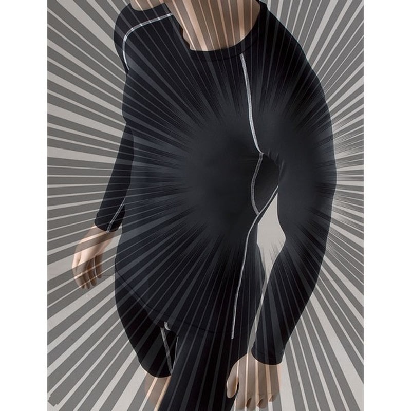 おたふく手袋 2111187 パワーストレッチ 長袖クルーネック S ブラック JW-623 1個(ご注文単位1個)【直送品】