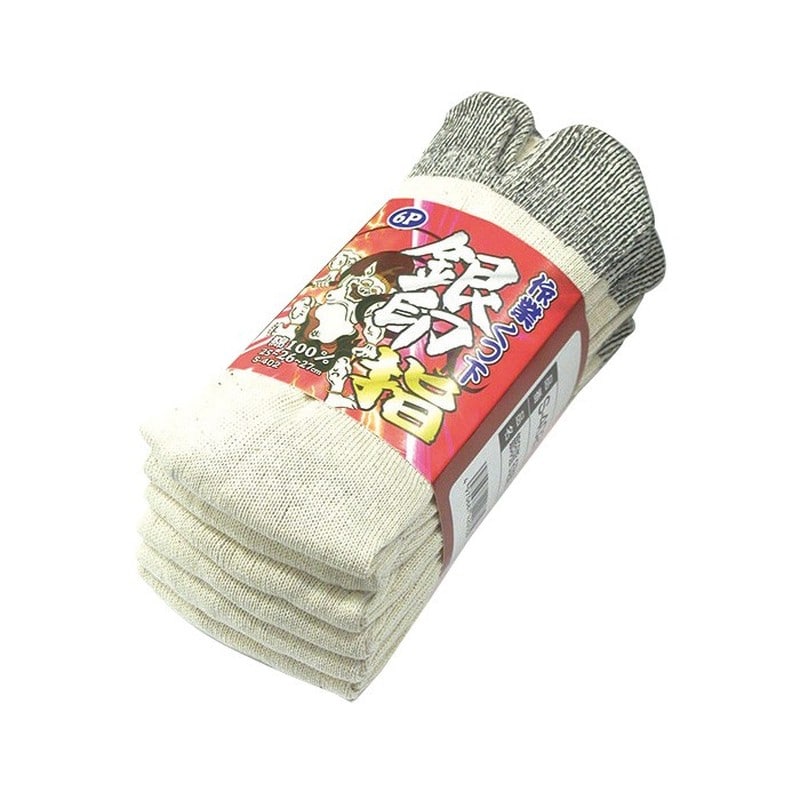 おたふく手袋 211596 銀印 キナリ 先丸 6足組 S-402 1個(ご注文単位1個)【直送品】