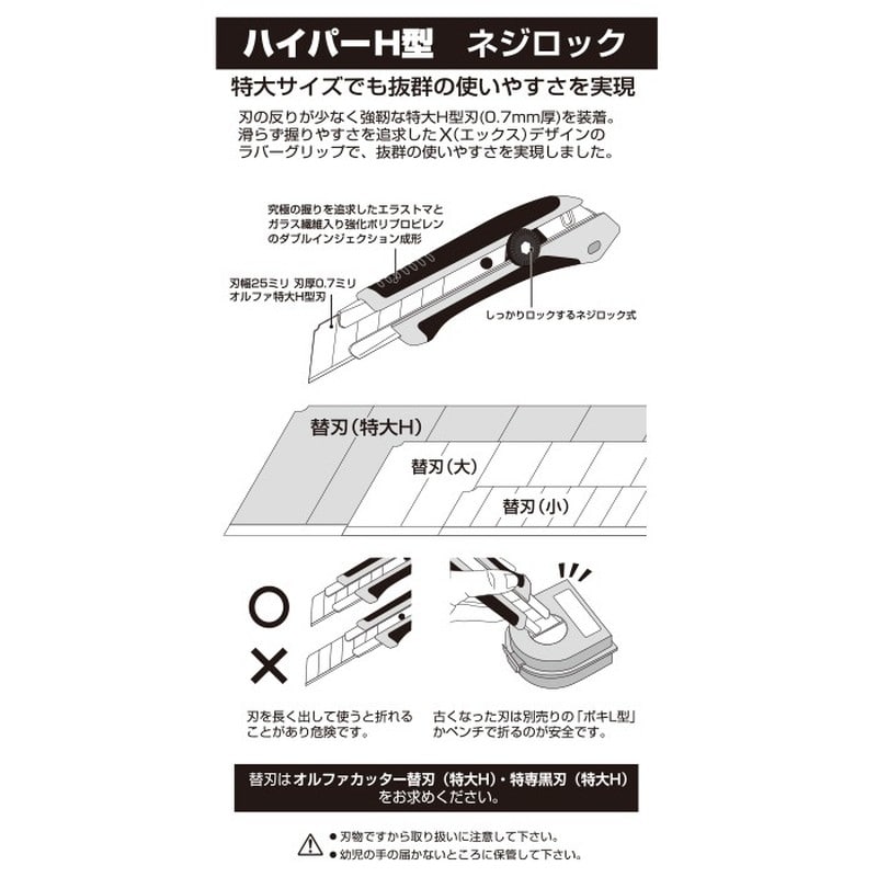オルファ 415021 カッター 196B ハイパーH型ネジロック 1個（ご注文単位1個）【直送品】