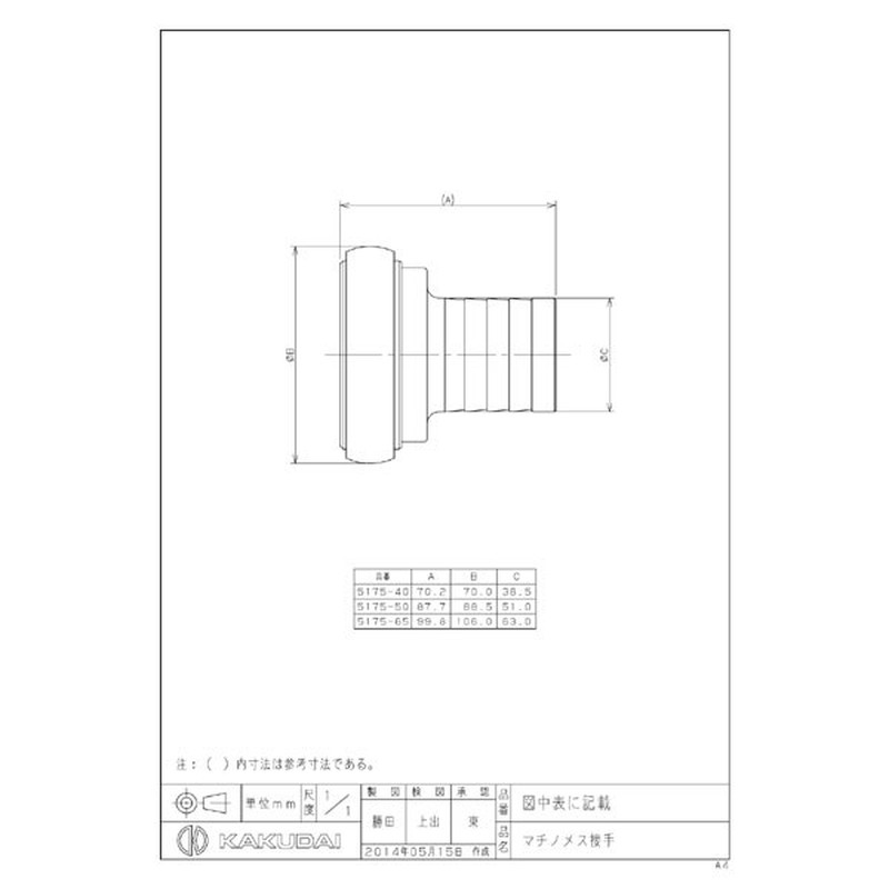 カクダイ 2222183 カクダイ 5175-40 マチノカップリングF #5175-40 1個(ご注文単位1個)【直送品】