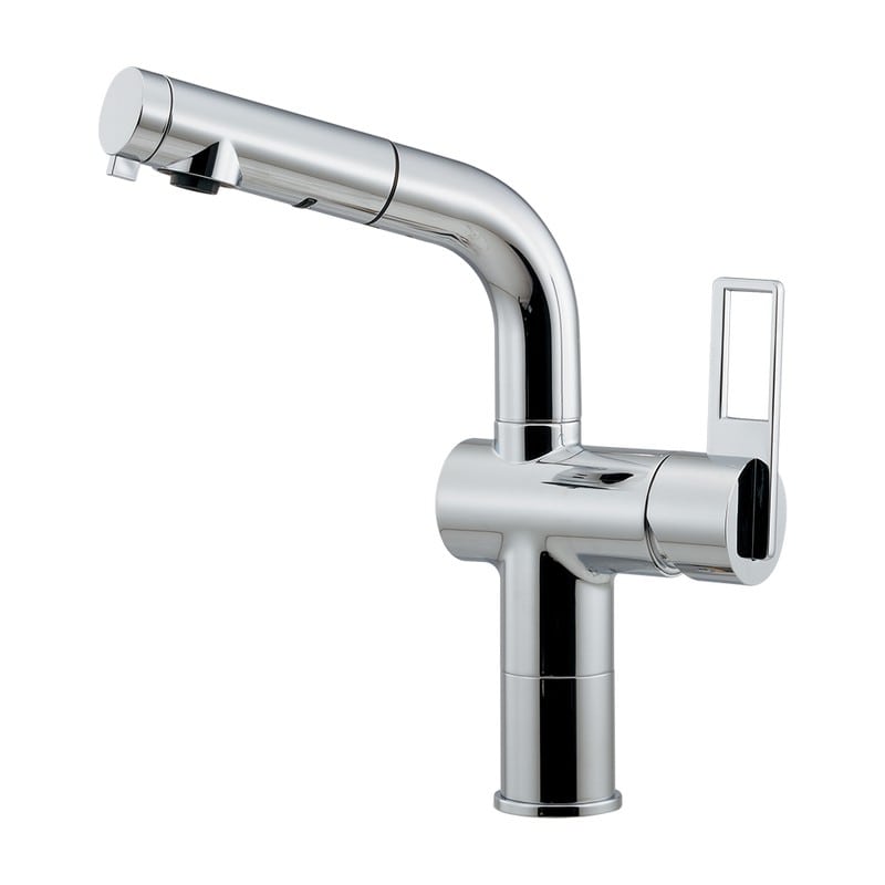 カクダイ 2237142 シングルレバ引出混合栓 184-425BK-CH 1個（ご注文単位1個）【直送品】