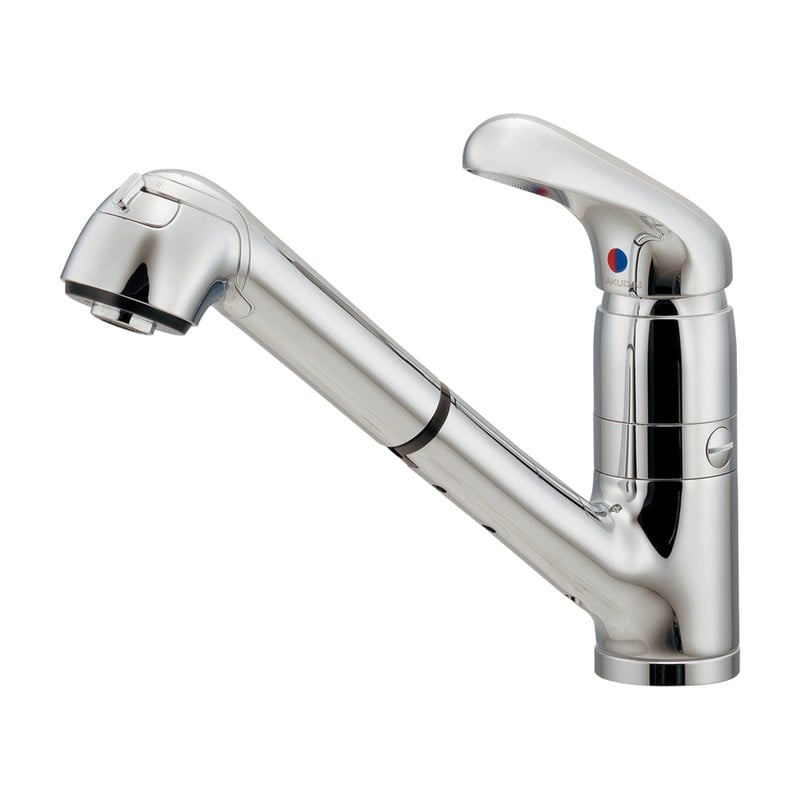 カクダイ 2235980 シングルレバー引出し混合栓分水孔つき 118-053K 1個（ご注文単位1個）【直送品】