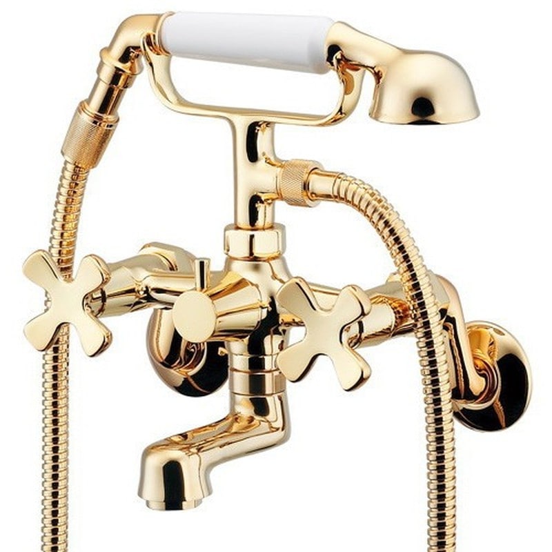 カクダイ 2231405 2ハンドルシャワー混合栓 金 #133-505-G 1個（ご注文単位1個）【直送品】