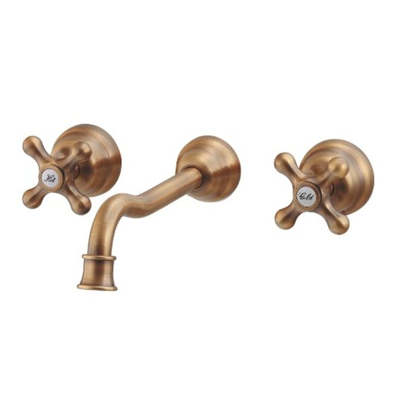 カクダイ 2231395 壁付2ハンドル混合栓ブラス #125-002-AB 1個（ご注文単位1個）【直送品】