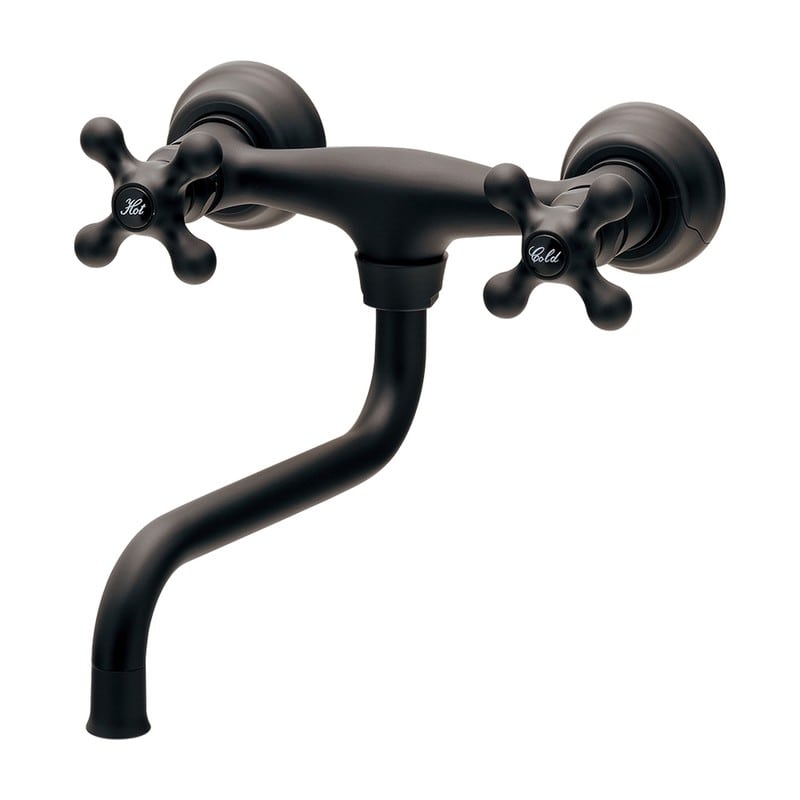 カクダイ 2235993 2ハンドル混合栓 マットブラック 128-118-D 1個(ご注文単位1個)【直送品】