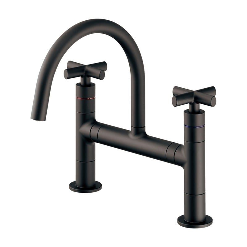 カクダイ 2236034 2ハンドル混合栓 マットブラック 151-211-D 1個(ご注文単位1個)【直送品】