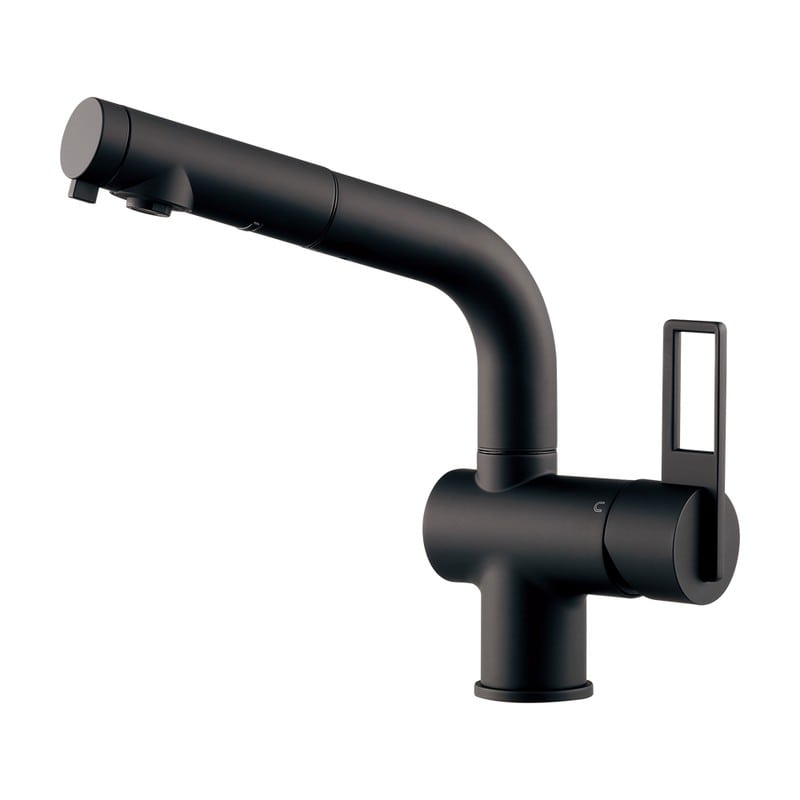 カクダイ 2237075 シングルレバー引出し混合栓マットブラック 118-050-MD 1個（ご注文単位1個）【直送品】