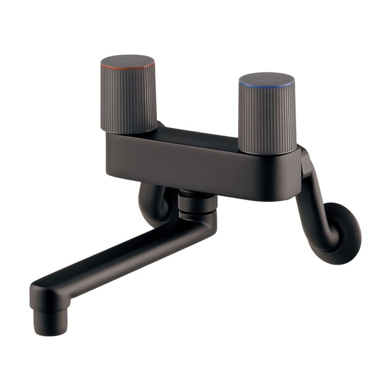 カクダイ 2235986 2ハンドル混合栓 マットブラック 128-003-D 1個（ご注文単位1個）【直送品】