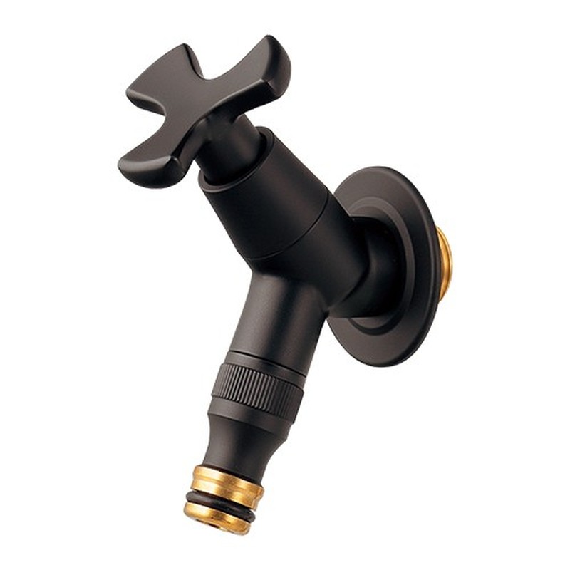 カクダイ 2236404 横水栓 マットブラック 701-241-13 1個（ご注文単位1個）【直送品】