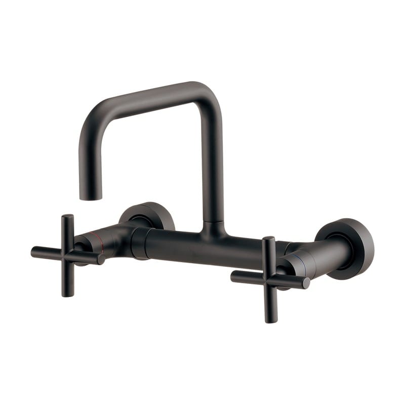 カクダイ 2237078 2ハンドル混合栓マットブラック 124-120-MD 1個（ご注文単位1個）【直送品】