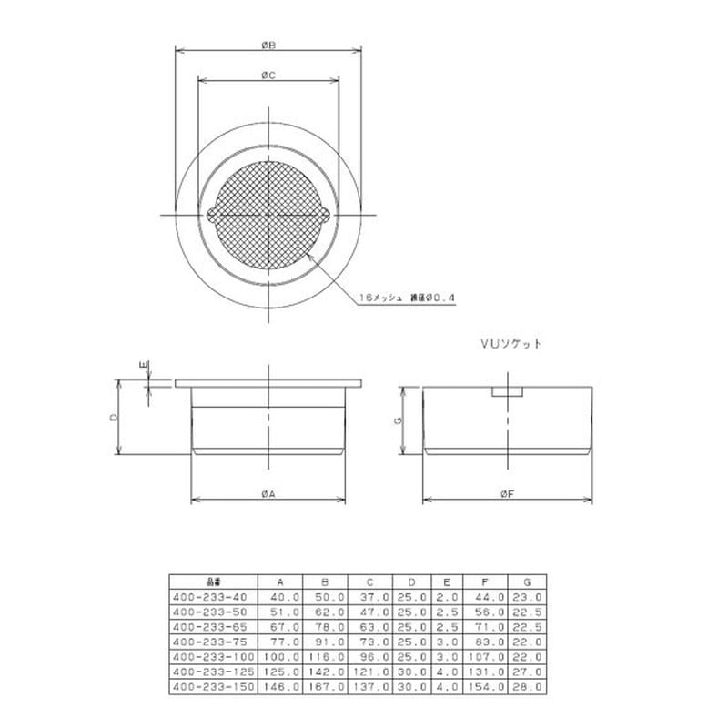 カクダイ 2221144 カクダイ 400-233-100 兼用防虫目皿 #400-233-100 1個(ご注文単位1個)【直送品】