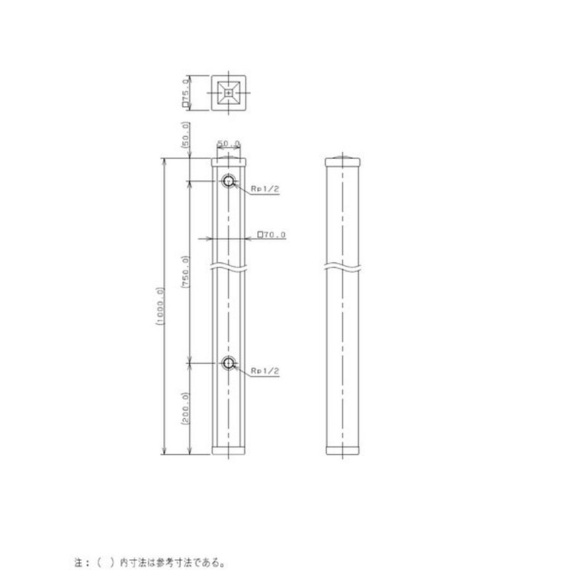 カクダイ 2227166 624-172水栓柱ガルバリウムBW/70角 #624-172 1個（ご注文単位1個）【直送品】