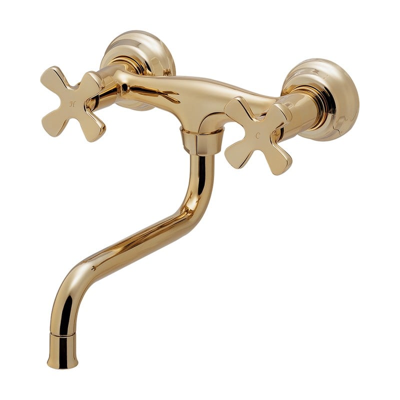 カクダイ 2235989 2ハンドル混合栓 アンティークゴールド 128-116-AG 1個(ご注文単位1個)【直送品】