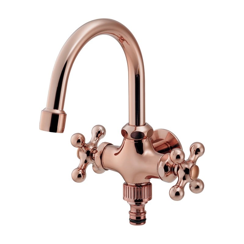 カクダイ 2237537 双口横形スワン水栓ブラウン 704-501-BR 1個（ご注文単位1個）【直送品】