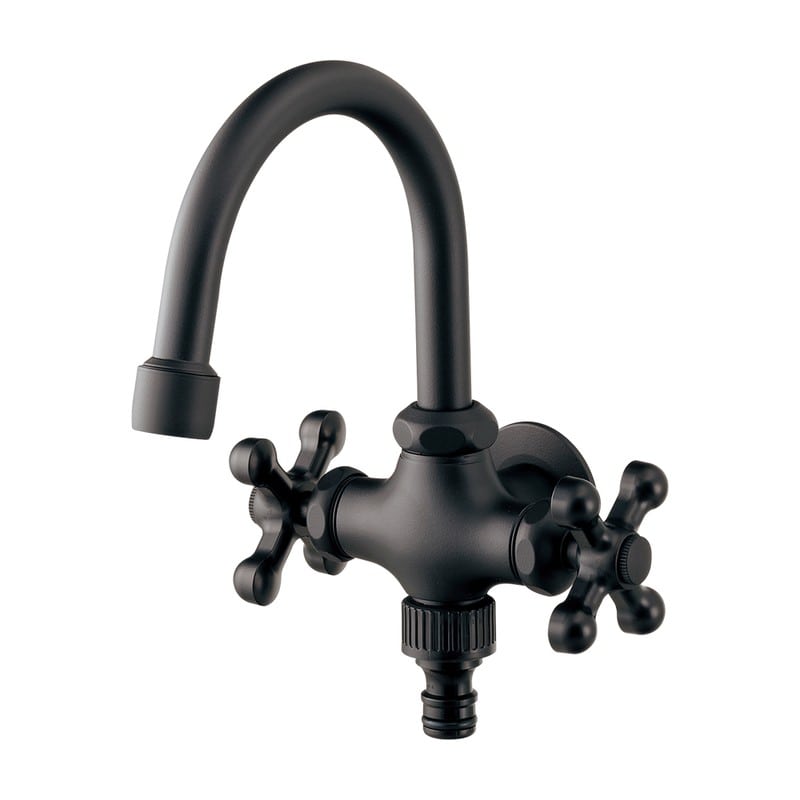 カクダイ 2237539 双口横スワン水栓Mブラック 704-501-MD 1個（ご注文単位1個）【直送品】