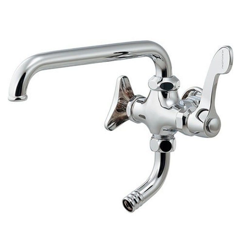 カクダイ 2231110 厨房双口横形水栓 #704-407-13QR 1個（ご注文単位1個）【直送品】