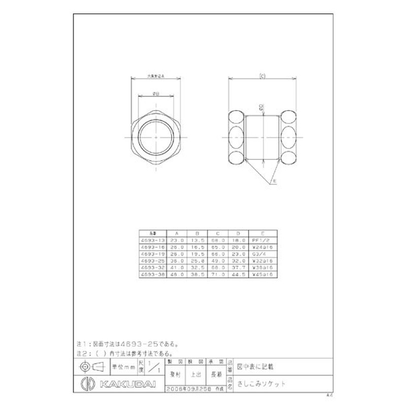 カクダイ 2221865 さしこみソケット #4693-25 1個（ご注文単位1個）【直送品】