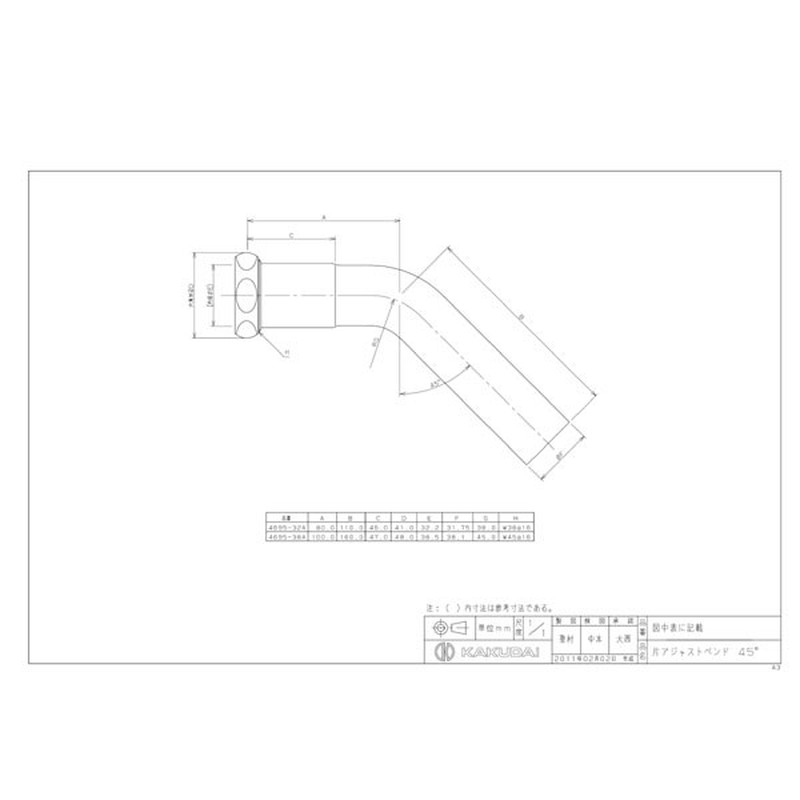 カクダイ 2221870 片アジャストベンド #4695-32A 1個(ご注文単位1個)【直送品】