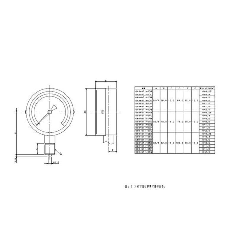 カクダイ 2227227 649-871-03D 汎用圧力計Aタイプ #649-871-03D 1個(ご注文単位1個)【直送品】